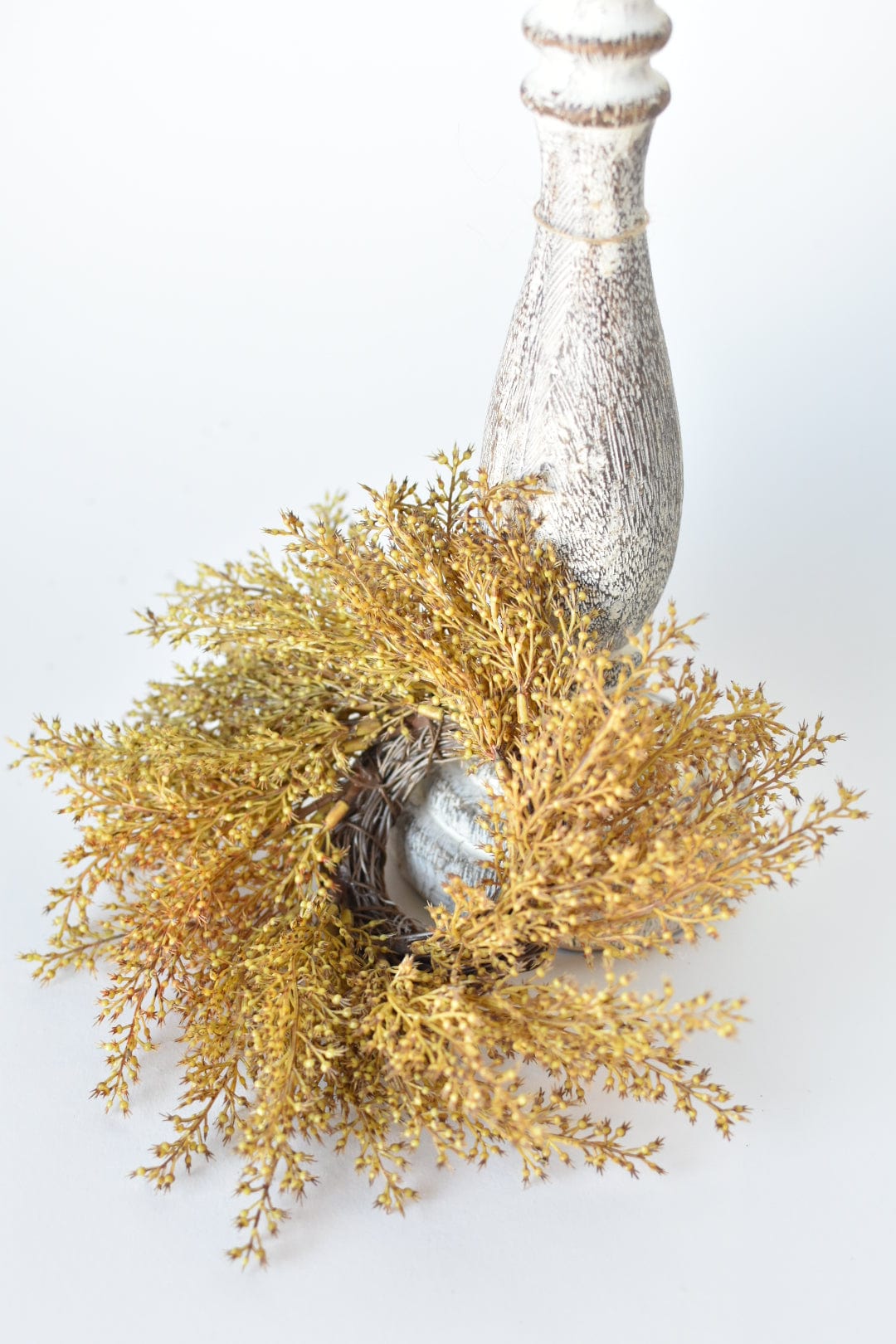 Faux Wheat Taper Candle Ring