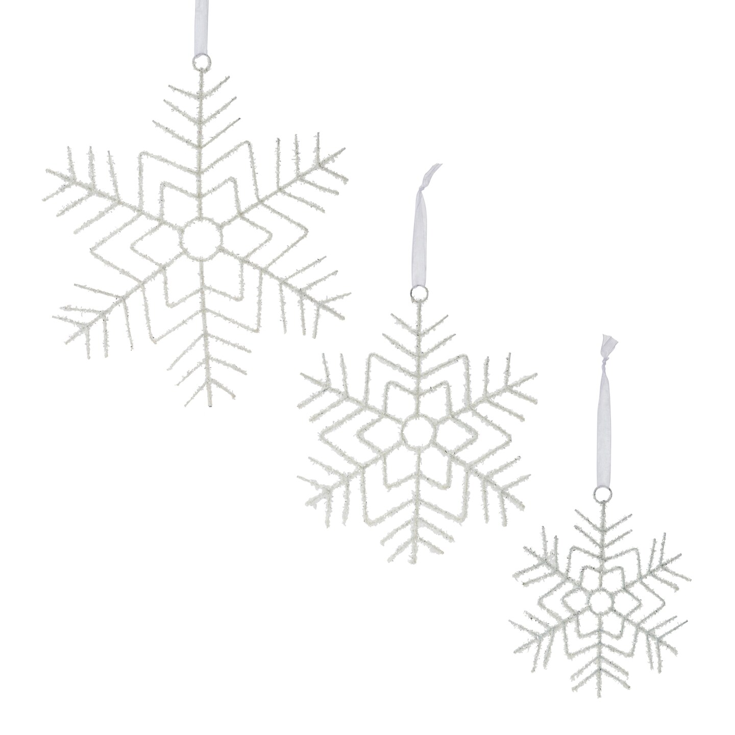 Melrose Glittered Wire Snowflake Christmas Ornaments - 16.25&#x22; - Set of 12
