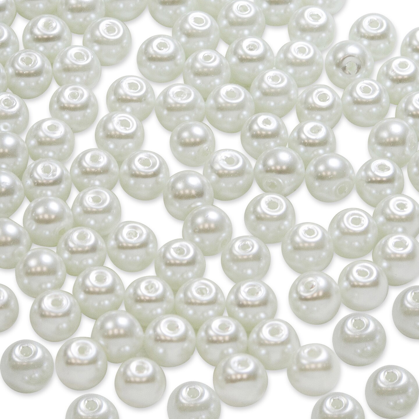 8mm Ivory Glass Pearl Beads - 100 on 30-Inch Strand