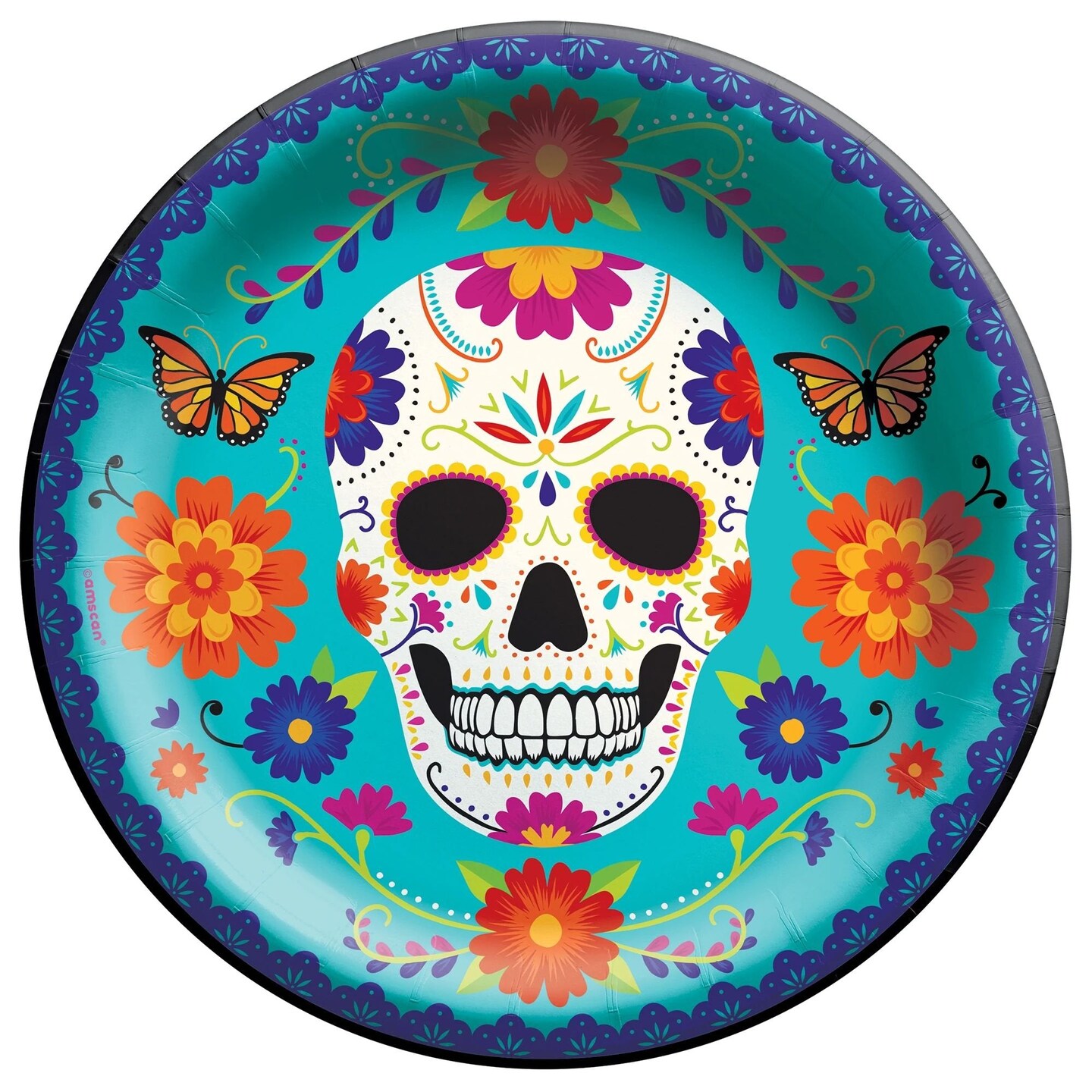 Dia De Los Muertos Day of the Dead 10&#x22; Round Plates - 20ct