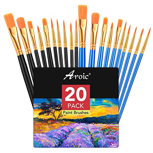Acrylic Paint Brush Set, 2 Packs/20 pcs Watercolor Brushes Painting Brush  Nylon Hair Brushes for All Purpose Oil Watercolor Painting Artist (Black  and Blue)