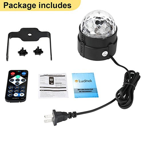 Sound Activated Party Lights with Remote Control - DJ Lighting Disco Ball Strobe Lamp with 7 Modes, Ideal for Home, Room, Dance Parties, Birthdays, Karaoke, Halloween, Christmas, Weddings, and Club Decorations