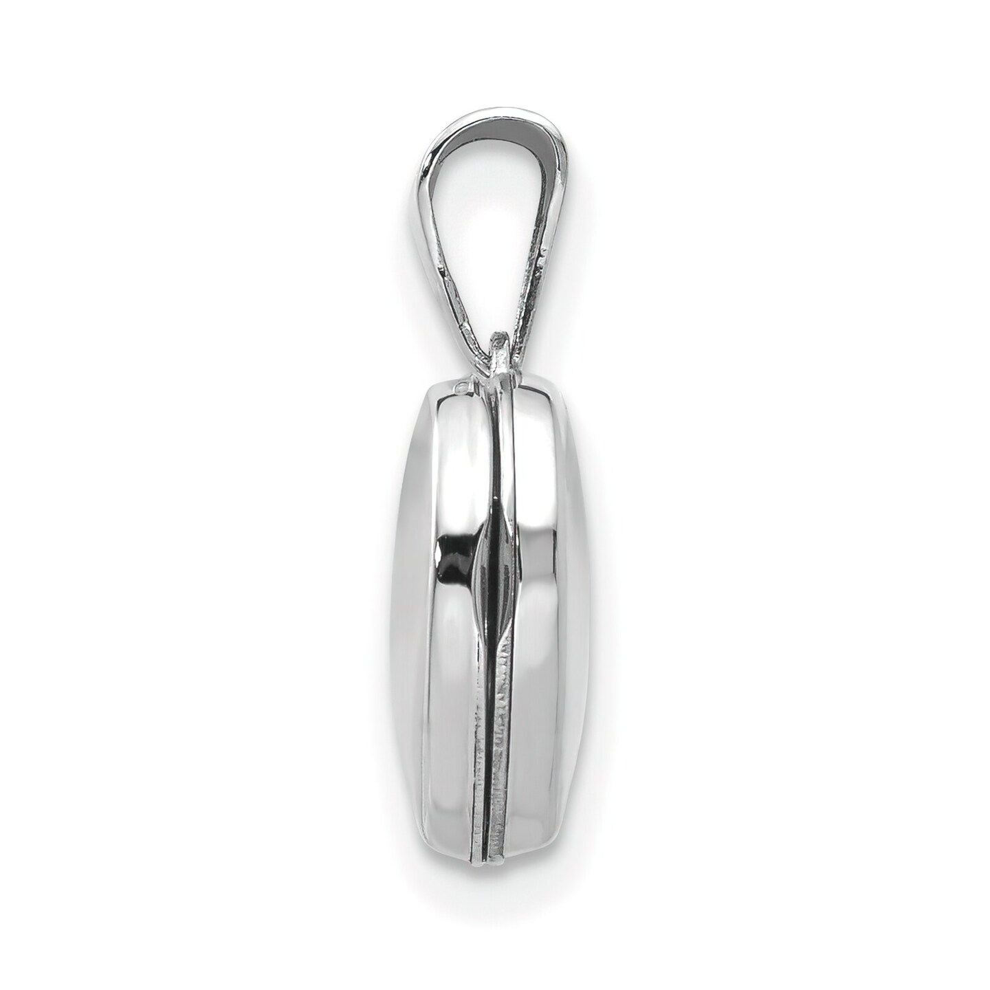 14K White Gold Heart Locket Photo Pendant Jewelry 15.8mm x 10.3mm