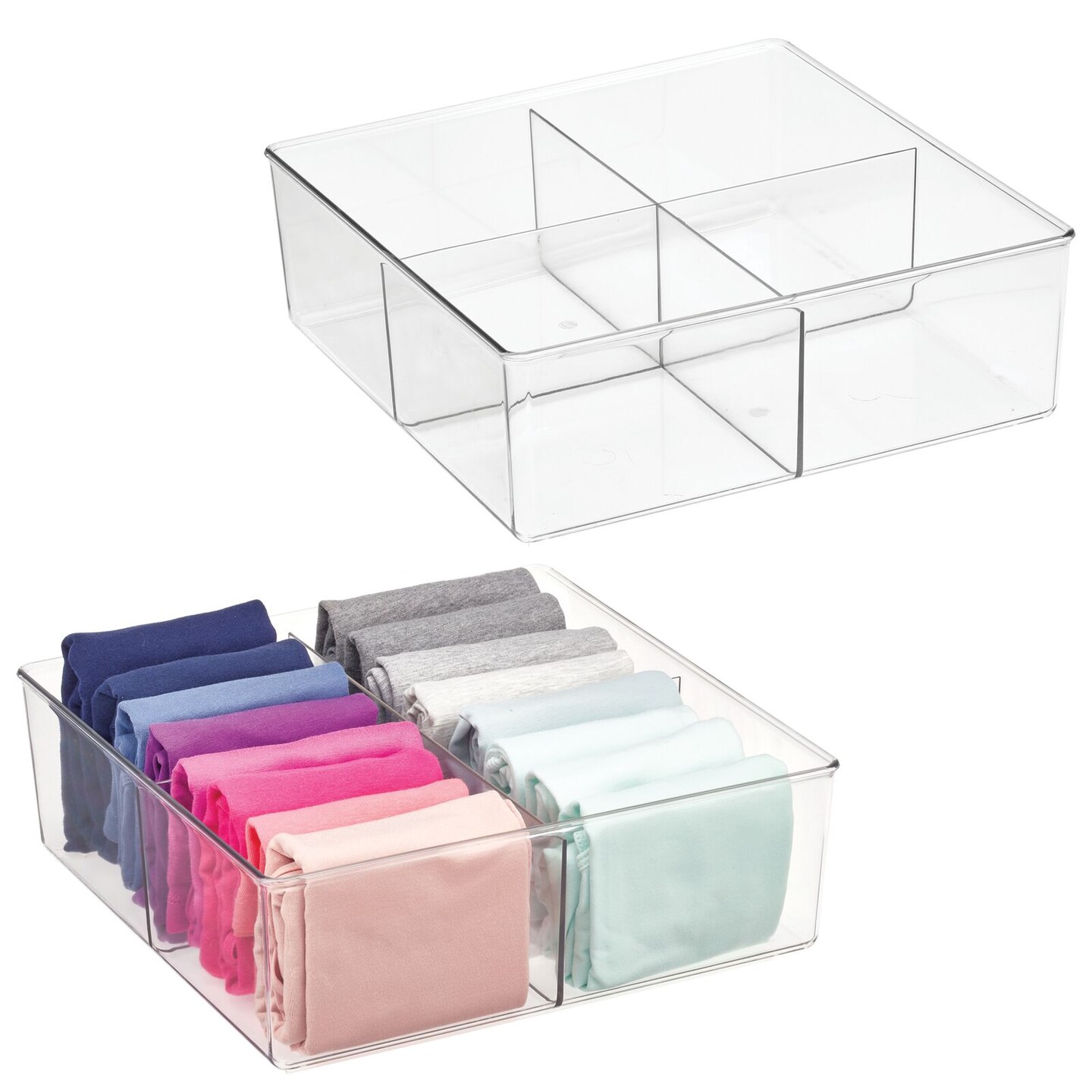 mDesign Plastic Divided Closet Storage Bin Clear Michaels