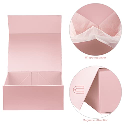 MOYEUPAC Gift Box 9" X 7" X 4" with Magnetic Closure Lid for Gift Packaging, Gift Box for Father's Day, Mother's Day, Presents Christmas and Various Holidays (Pink)