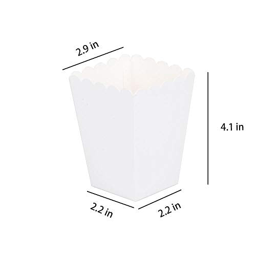 36 Pck White Open-Top Popcorn Box Set of 36 Popcorn Favor Boxes Cardboard Candy Container Parties Mini Paper Popcorn Containers