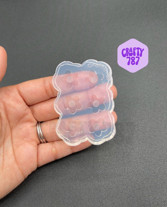 Flower Good Vibes Stud Resin Silicone Mold , Uv Resin Mold , Polymer Clay Mold (A1)