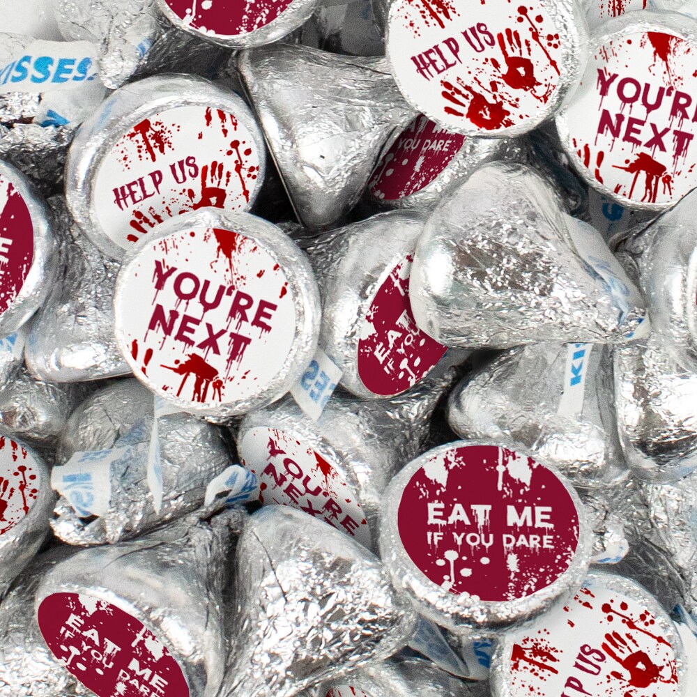 Halloween Candy Party Favors Chocolate Hershey&#x27;s Kisses - Bloody