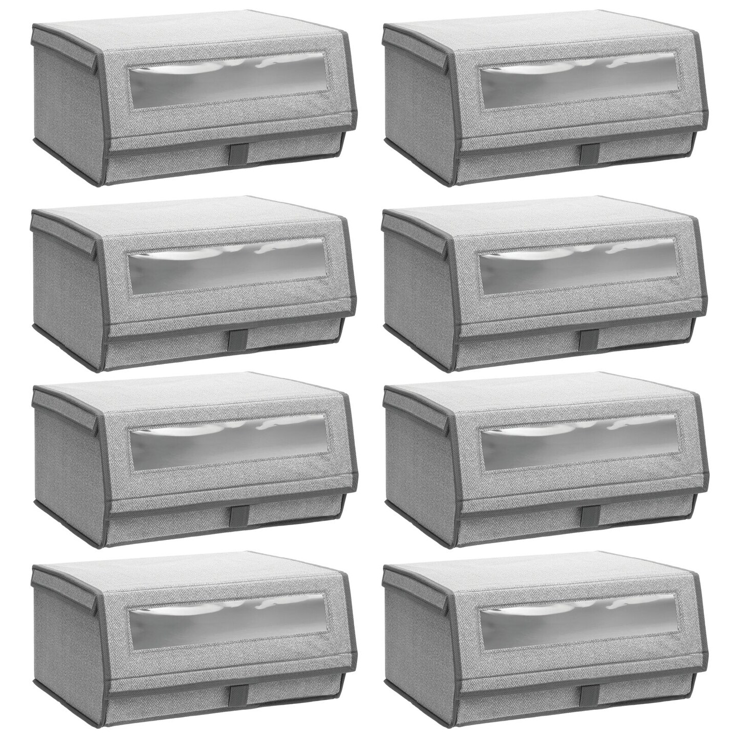 mDesign Fabric Shoe Storage Box, Clear Window, Hinged Lid - Gray