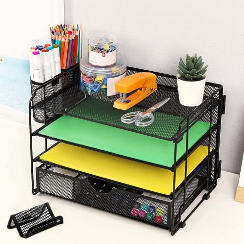 DALTACK Mesh Desk Organizer, 4 Tier Paper Letter Tray Organizer