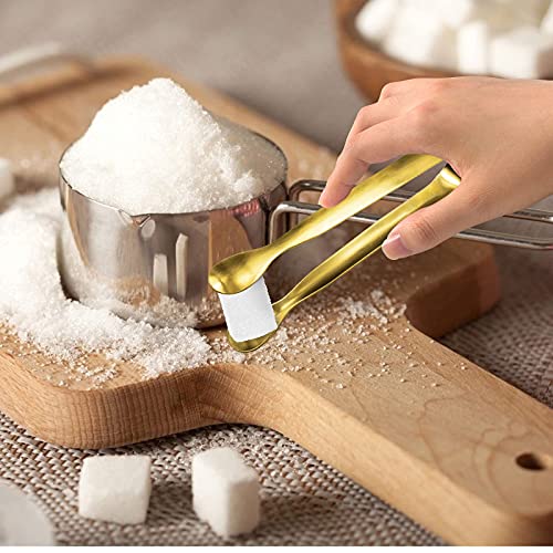 12 Pcs Serving Tongs, Small Serving Utensils for Parties Catering Gold Tongs, Food-Grade 304 Stainless Steel Mini Serving Tongs Appetizer Tongs for Tea Party Coffee Bar, 4&#x22; Sugar Tongs - Gold