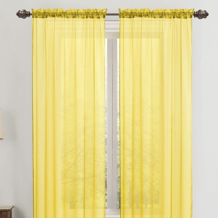 Unbranded 2-Panel: 90" Neon Colored Celine Rod Pocket Sheer Voile Window Curtain Panel