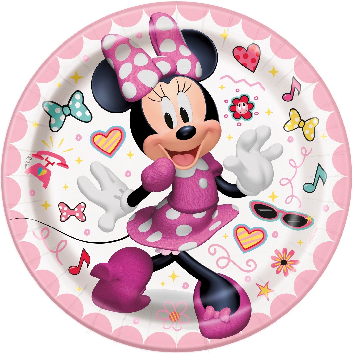 Disney Iconic Minnie Mouse Round 7&#x22; Dessert/Cake Plates  - 8ct