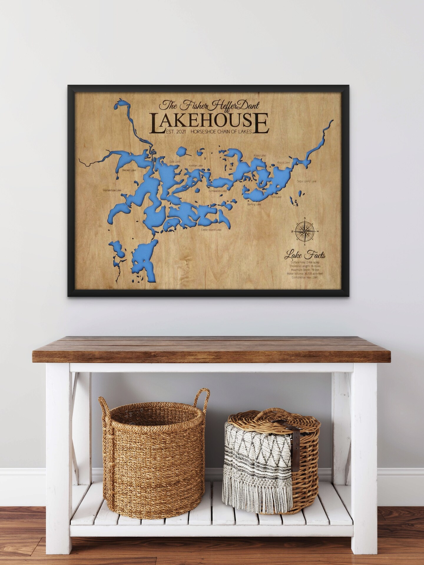 Custom Lake Map, Cabin Lake 2024 Map, Lake House Decor, Family Cabin Art, Lake House Wall Art, Lake House Decor, Lake of the Ozarks