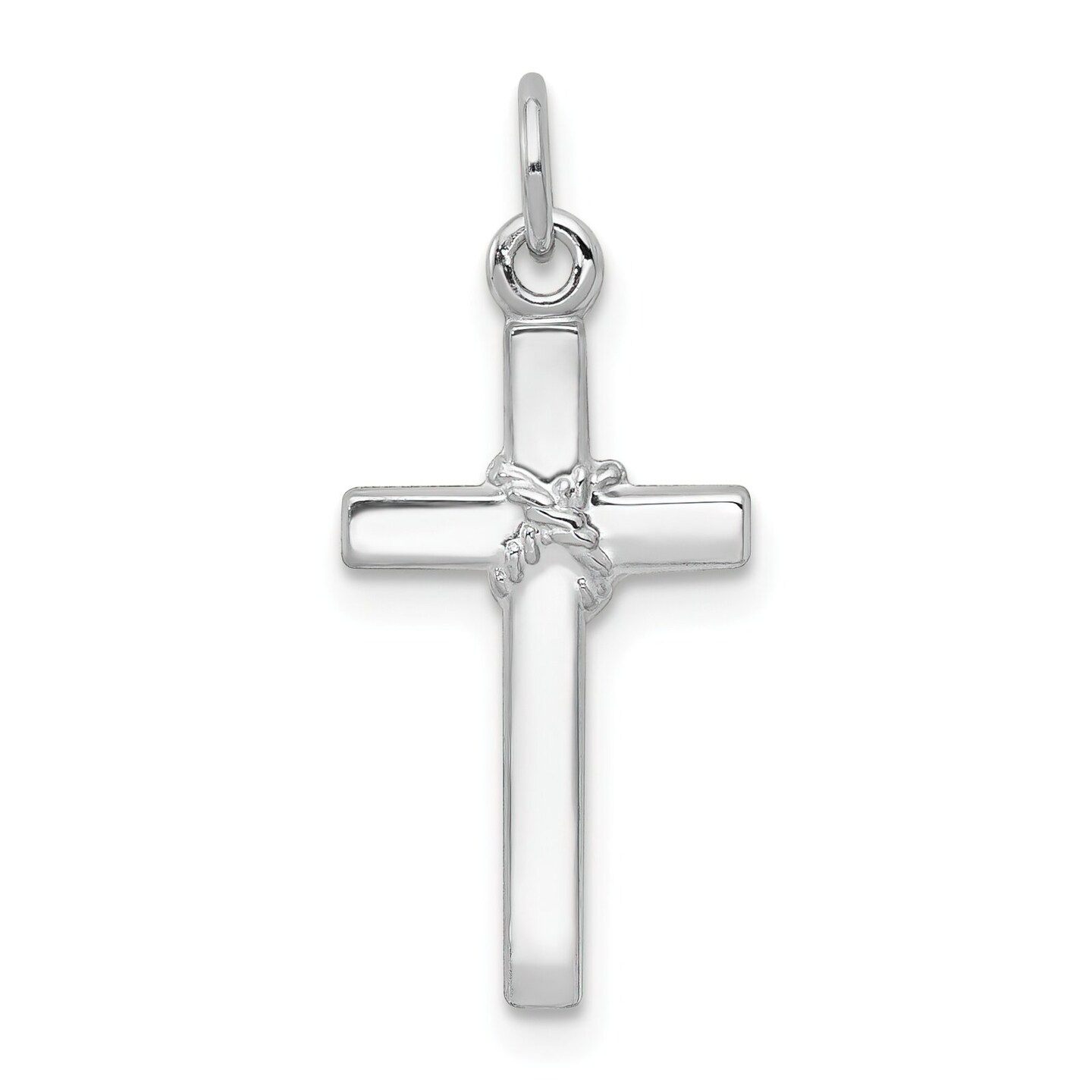 14K White Gold Cross Charm Pendant Jewelry Religious 22mm x 10mm
