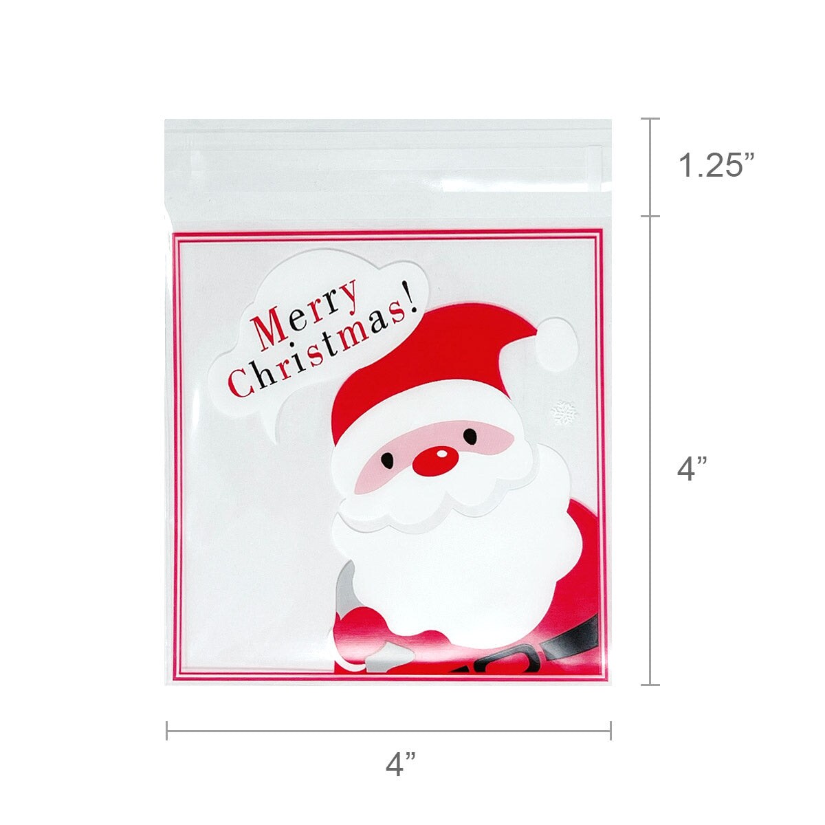 Wrapables Transparent Self-Adhesive 4&#x22; x 4&#x22; Candy and Cookie Bags, Favor Treat Bags for Christmas Parties and Holidays (200pcs)