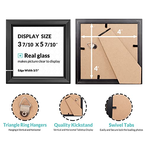 LaVie Home 4x4 Picture Frames (6 Packs, Black) Simple Designed Photo Frame with High Definition Glass for Wall Mount & Table Top Display, Set of 6 Classic Collection