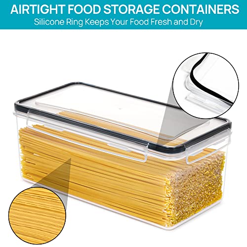 Airtight Food Storage Containers with Lids Plastic Spaghetti Container for  Pasta organizer, BPA Free Air Tight House Kitchen Pantry Organization and