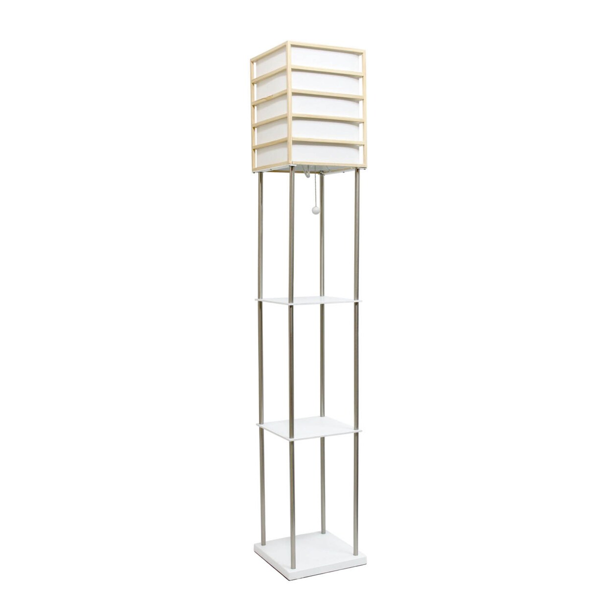 Lalia Home   1 Light Metal Etagere Floor Lamp - Storage Shelves - Light Wood