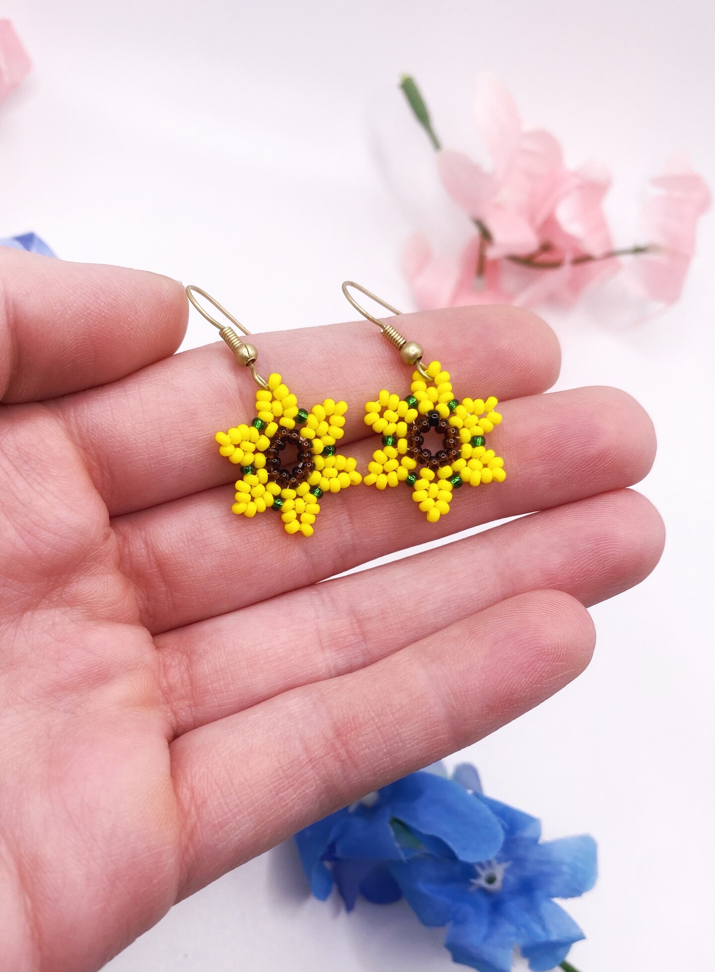 Flower Seed Bead Earrings, sunflower earrings, y2k jewelry beaded, nickel  free earrings dangle, cottagecore jewelry for her, gifts under 10 |  MakerPlace by Michaels