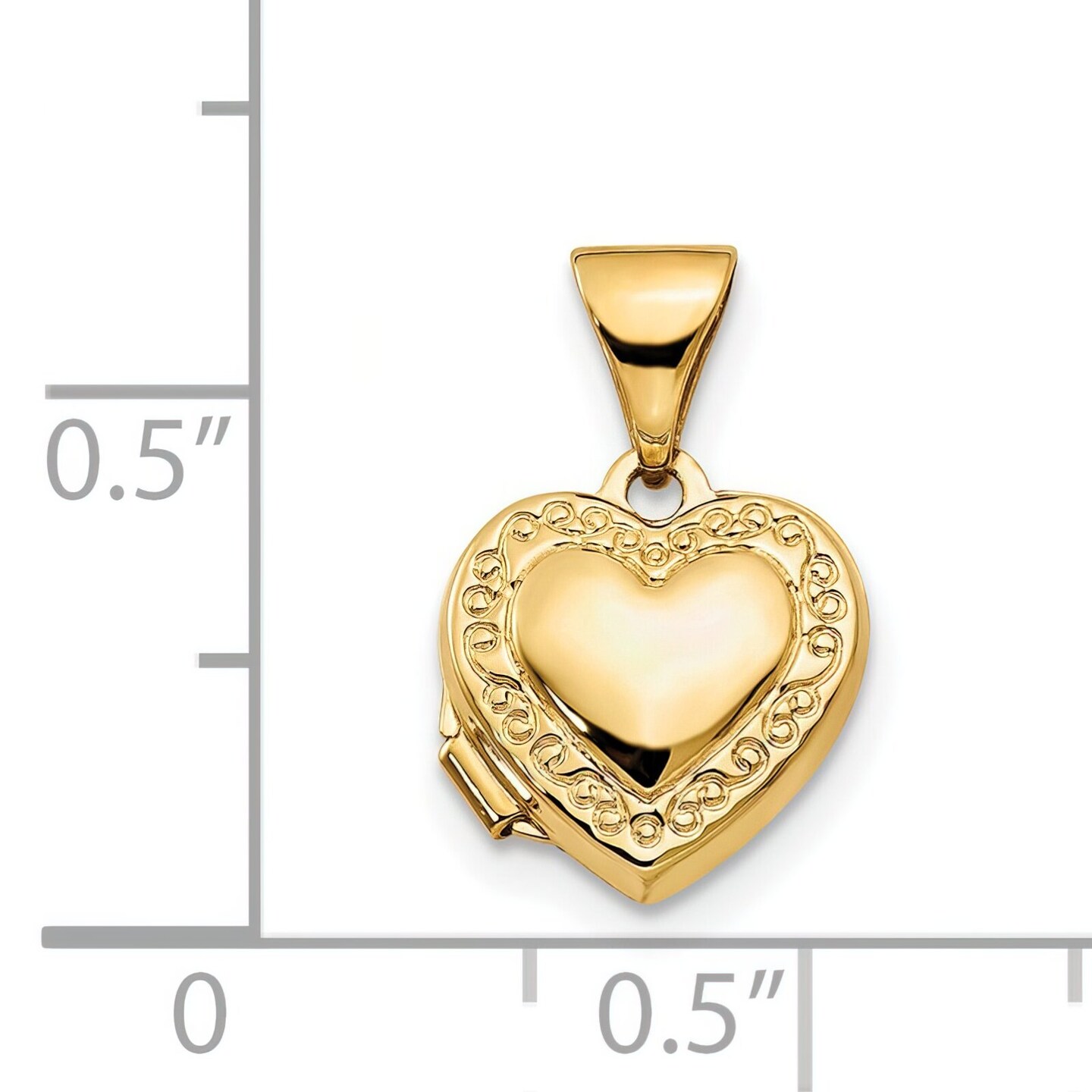14K Yellow Gold Heart Locket Photo Pendant Jewelry 15.8mm x 10.5mm