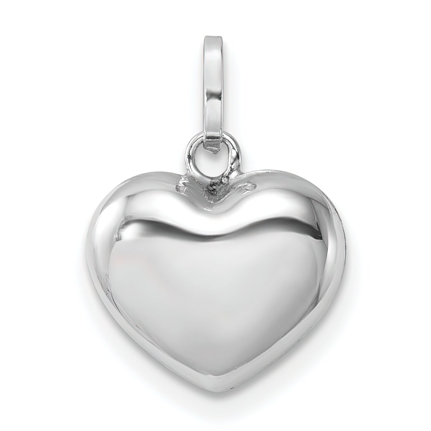 14K White Gold Puffed Heart Pendant Charm Love Jewelry