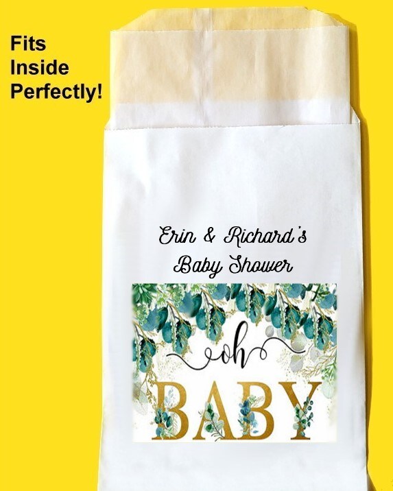 10 Baby Shower Favors Bags, Oh Baby Shower, Gender Neutral, Bohemian, Journaling Supplies, Personalized, Cookies Bags, Treat Bags