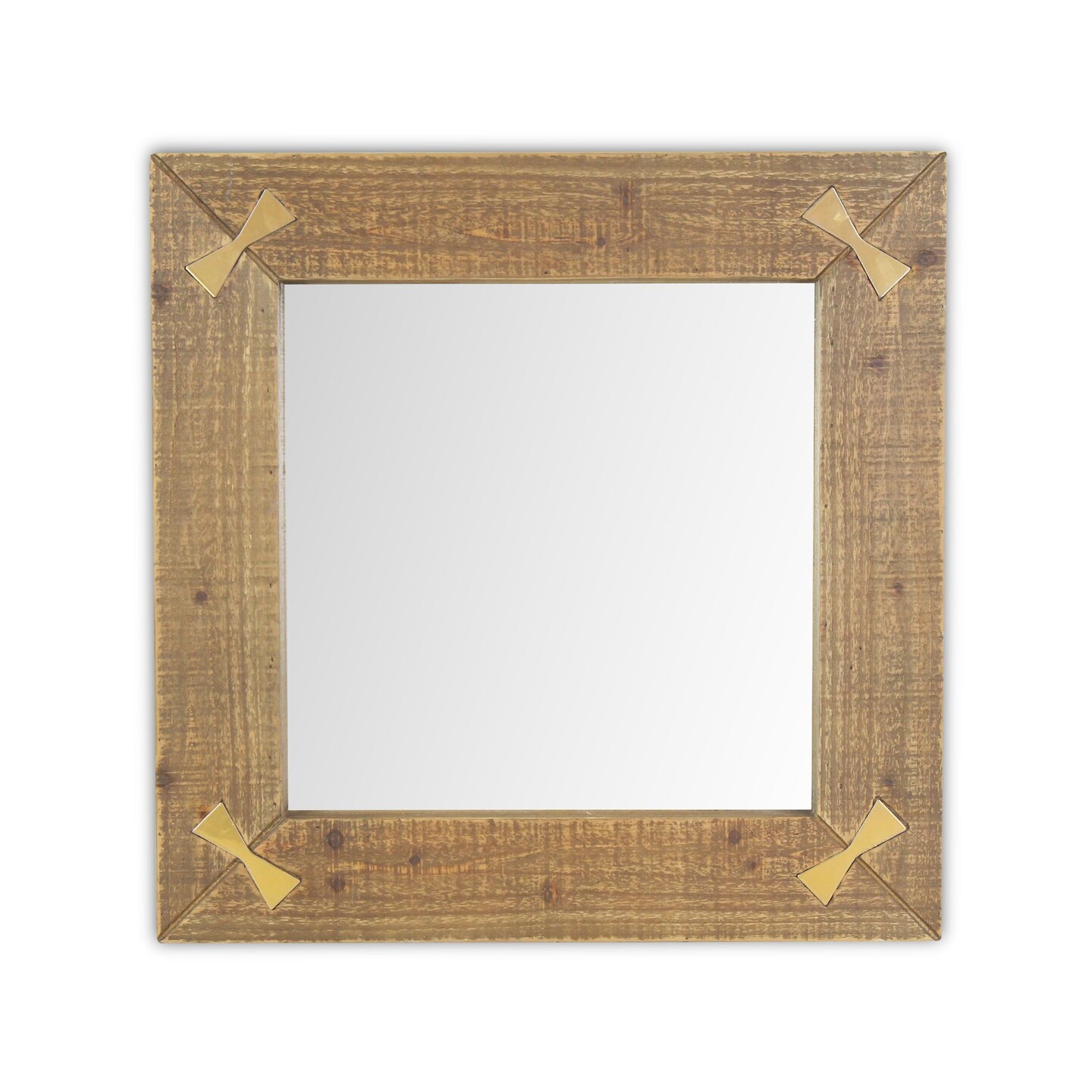 Contemporary Home Living 22" Brown Wooden Square Framed Mirror