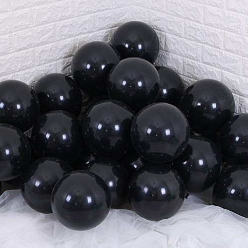 100 Pack 12 Inch Black Latex Balloons - Round Helium Balloons for Black Themed Wedding, Graduation, Anniversary, and Birthday Party Backdrop Decorations