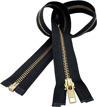 YKK 21&#x22; Medium Weight Jacket Zipper YKK #5 Brass ~ Separating ~ 580 Black (1 Zipper/Pack)