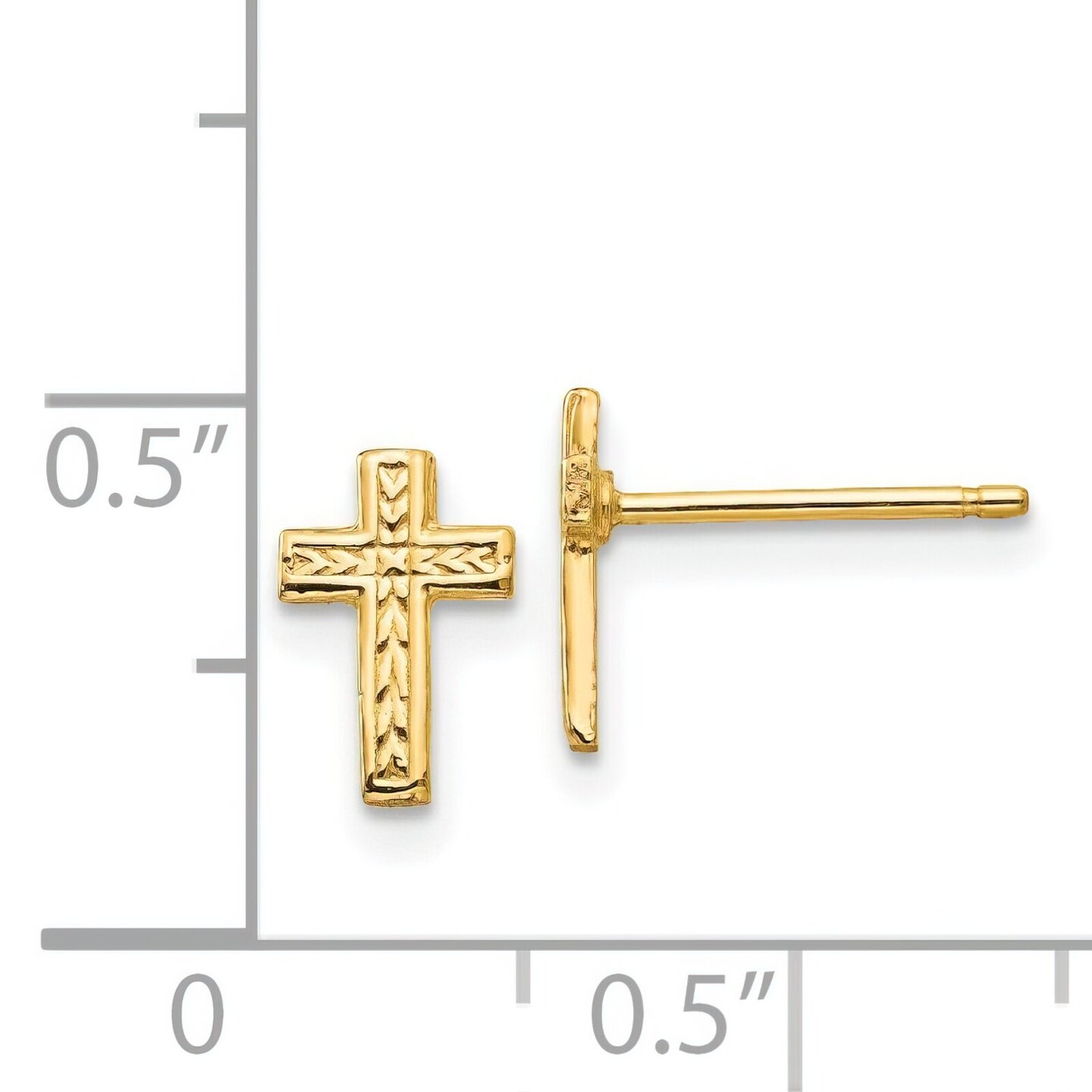 14K Yellow Gold Cross Post Earrings Earring Jewelry 9mm x 6mm