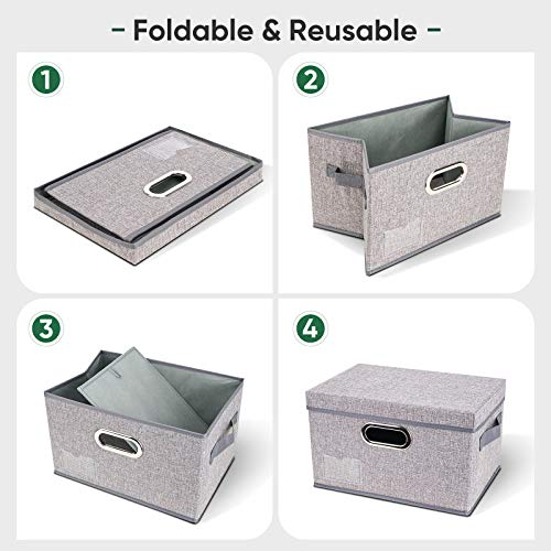 Fabric Storage Boxes with Handles, Foldable Storage Baskets & Bins, Bins  for Closet & Shelf, 3-Pack, Medium, Gray, 11.4 x 8.7 x 6.7 