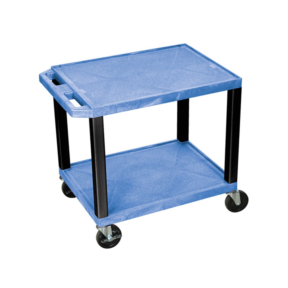 Luxor Multipurpose Storage Tuffy Utility Cart 2 Shelf Push Handle Blue Black Legs