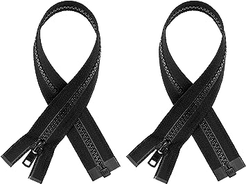 #5 Molded Black Plastic YKK Separating Zippers (2 Pieces Per Pack) (28&#x22; Inches)