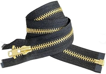 #8 Extra Heavy Jacket Separating Zipper - YKK Brass Metal Separating - Color Black - Made in The United States - Choose Your Length - 1 Zipper Per Pack (Black - 27" Inches)