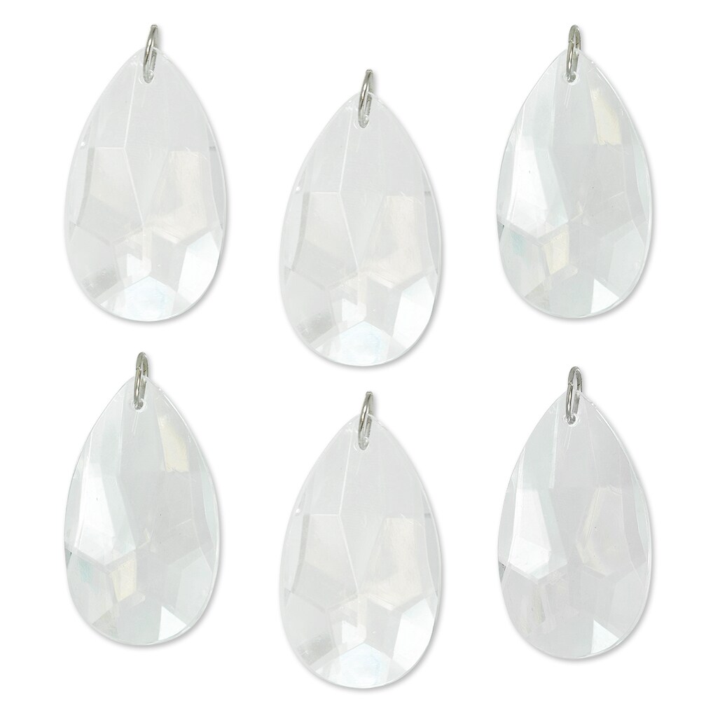 Acrylic Crystal Teardrop Pendant Pack of 6