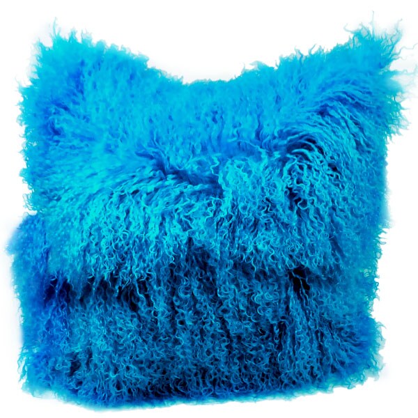 Mongolian Sheep Fur Throw Pillow 16&#x22;X&#x22;6&#x22;