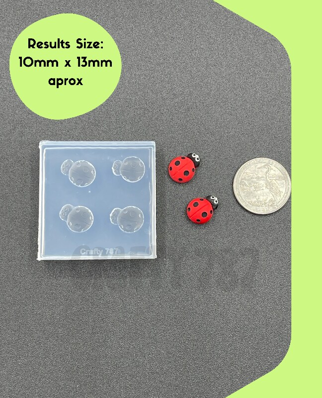 Matte Ladybug Silicone Mold, Resin Mold, Polymer Clay Mold (A14)