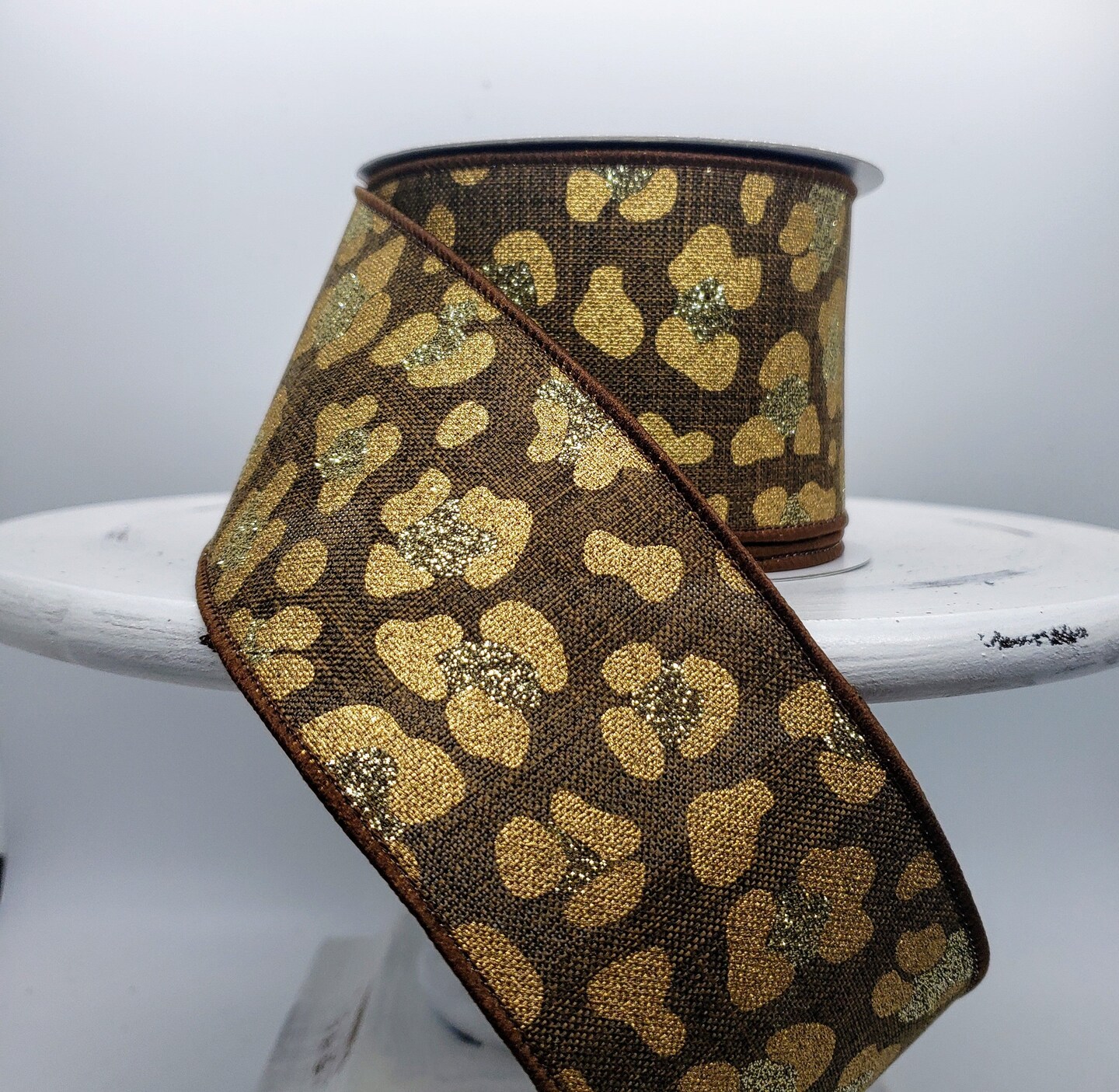 Leopard Print Ribbon on Royal - Wild Elegance for Stylish Crafts and Decor 2.5 inch -RGB141304