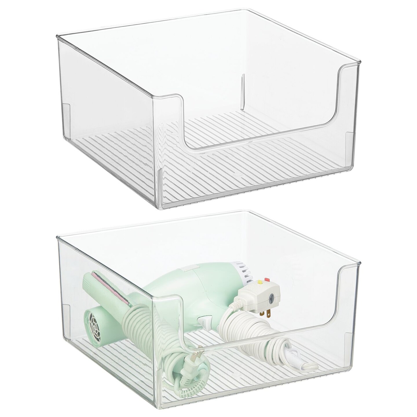 mDesign Plastic Bathroom Storage Organizer Basket Bin - Clear