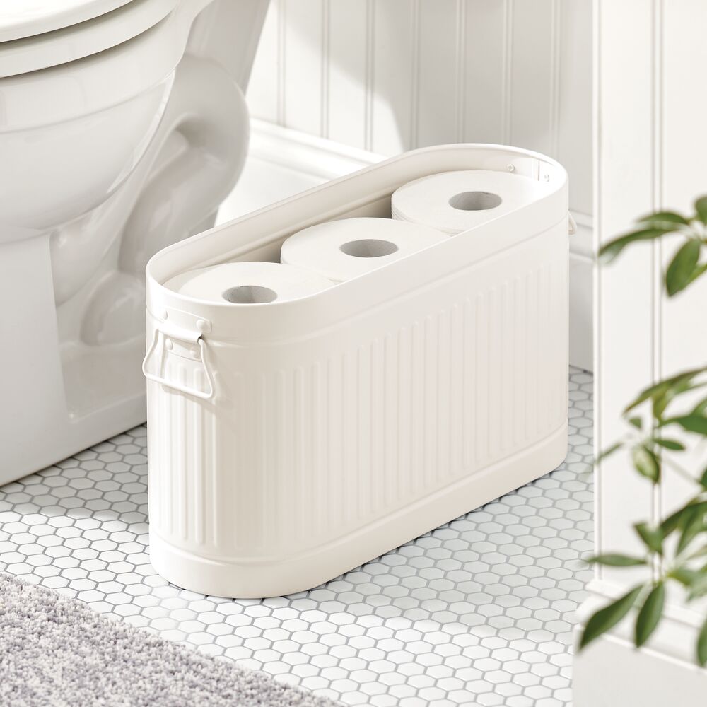 mDesign Large Steel Toilet Paper 6-Roll Bathroom Organizer Bin Box