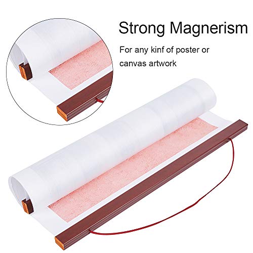 Magnetic Poster Hanger Frame, 8x10 8x12 8x24 Light Wood Wooden Magnet Canvas Artwork Print Dowel Poster Hangers Frames Hanging Kit (Mahogany, 8&#x22;)