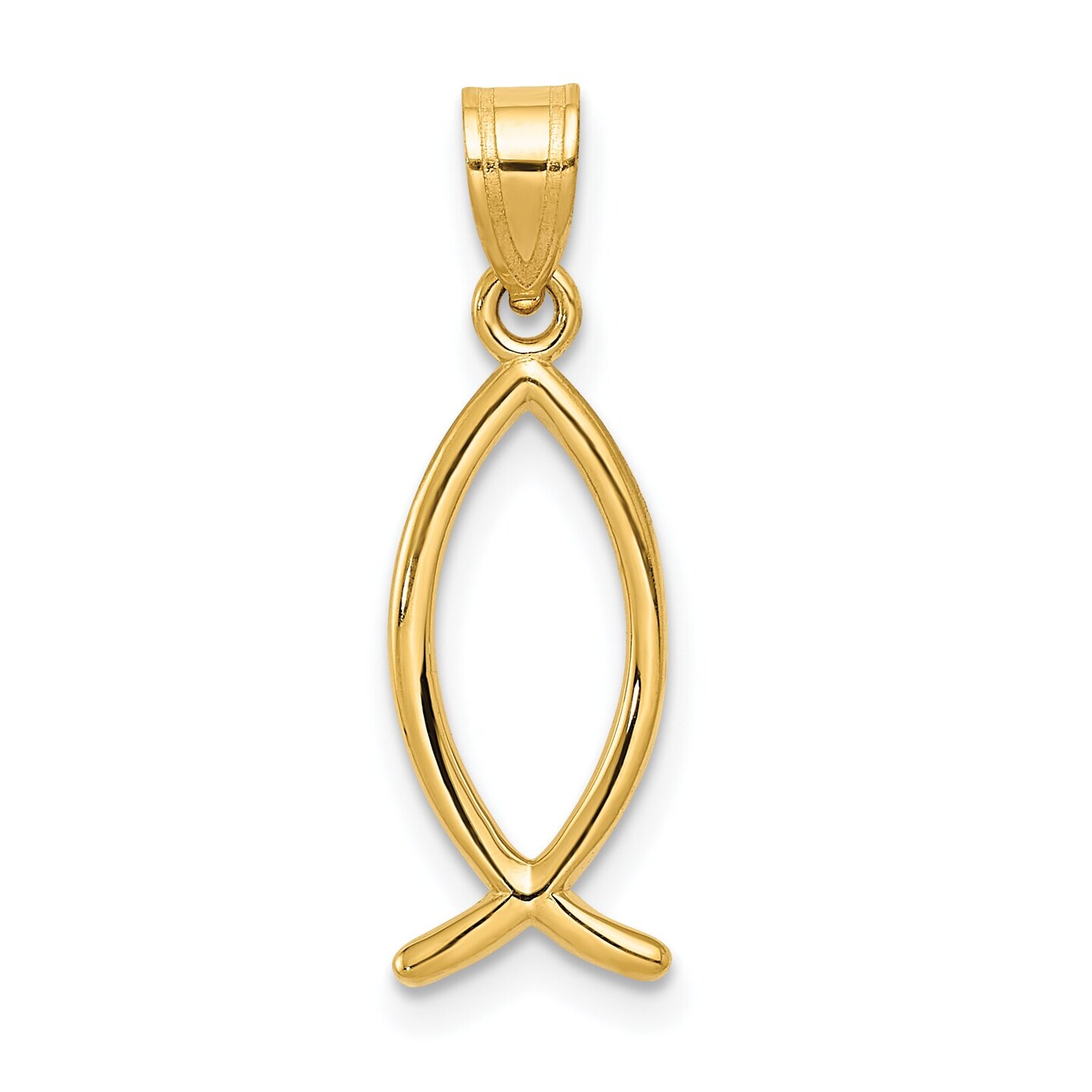 14K Yellow Gold Ichthus Fish  Charm Pendant Jewelry