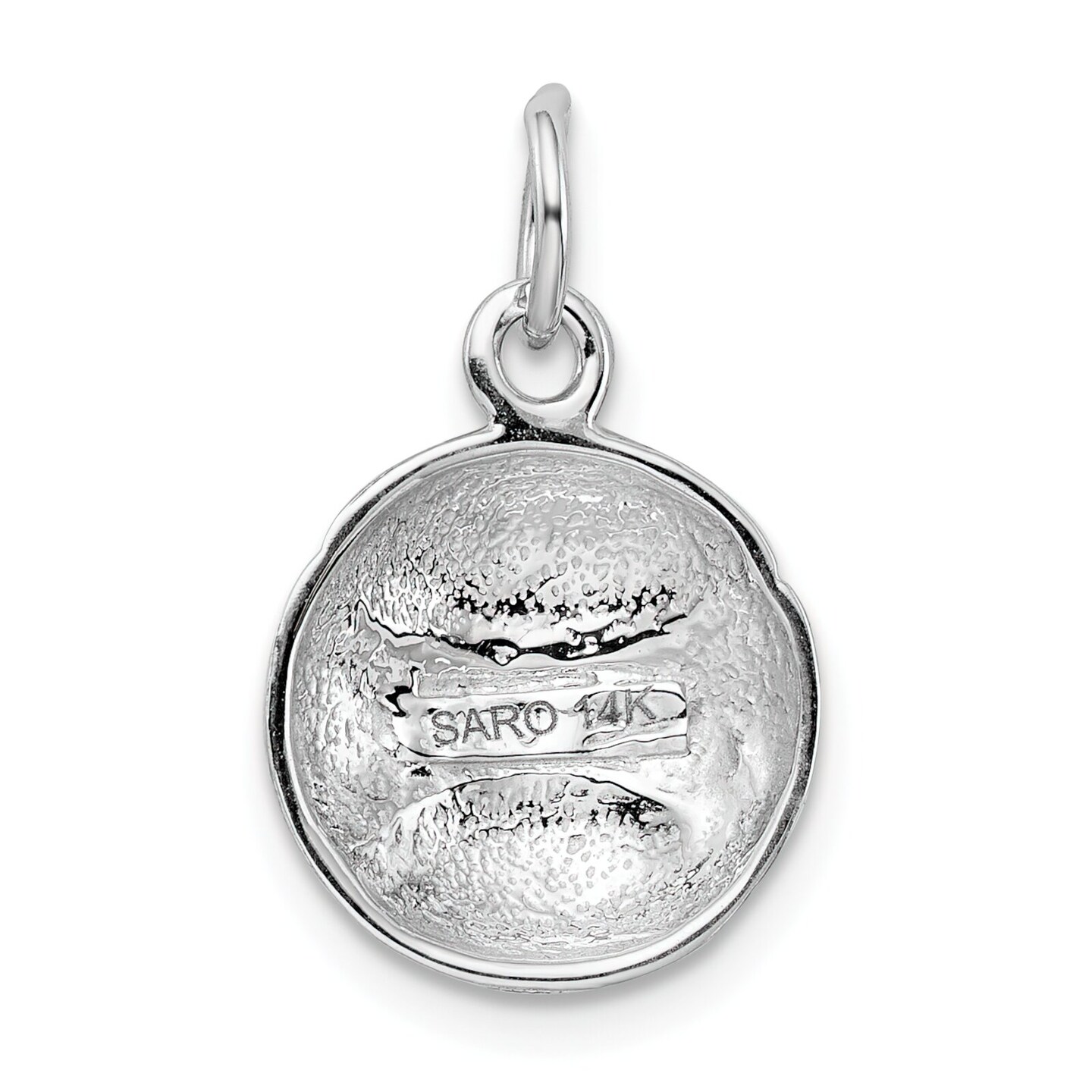 14K White Gold Baseball Charm Sports Pendant Jewelry 20mm x 11mm