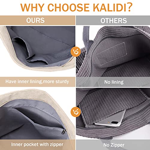  KALIDI Large Totes Bag Women Corduroy Shoulders