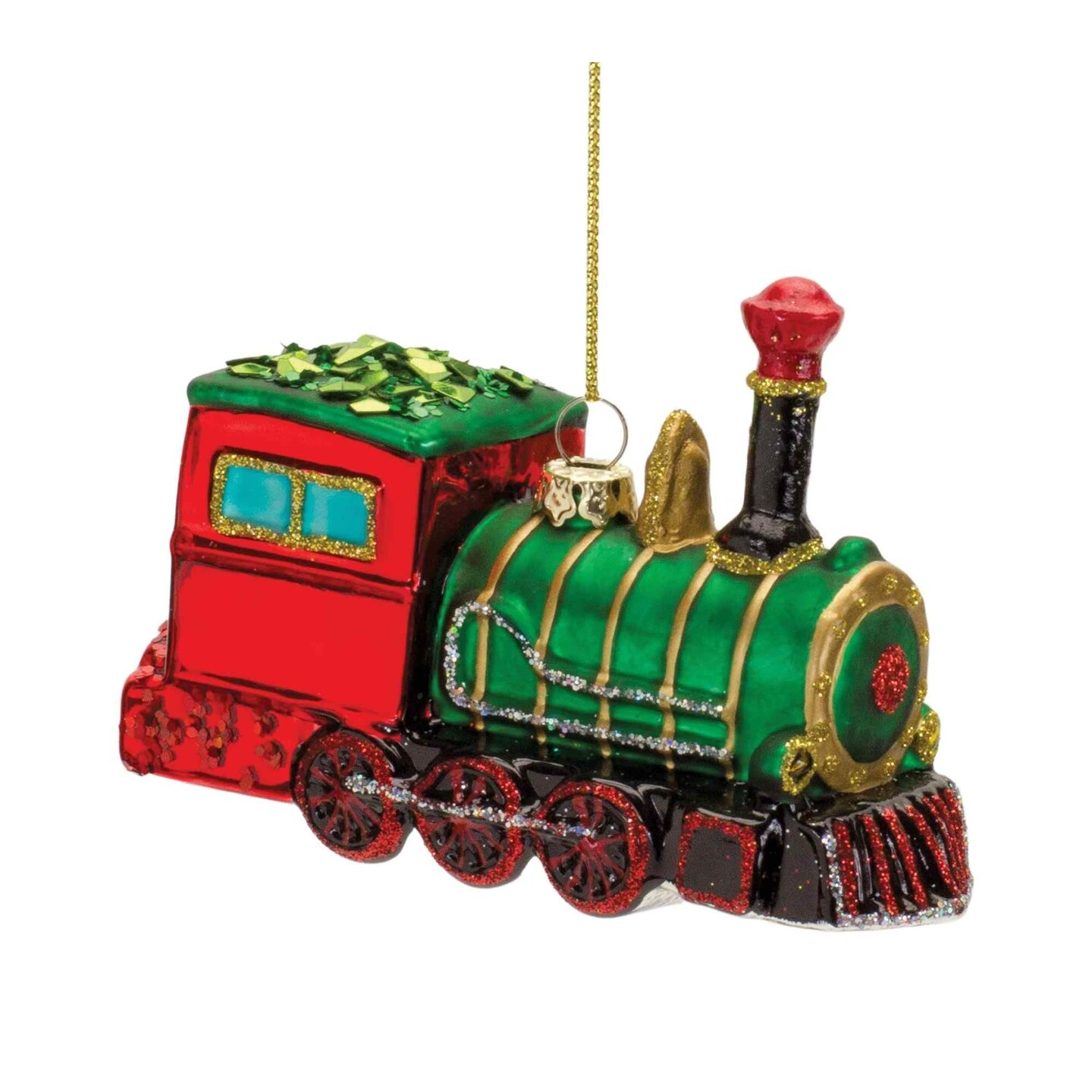 Melrose Set of 6 Glittered Glass Train Christmas Ornaments 4.25"