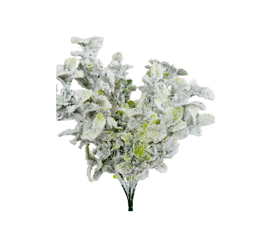 18&#x22; Snowy Mint Artificial Bush - Frosty Decorative Accent for Winter-Themed Arrangements-82713GN