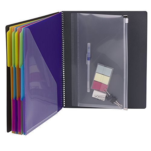 24 Pocket Poly Project Organizer, 1/3-Cut Tab, Letter Size, Gray with Bright Colors (89206)
