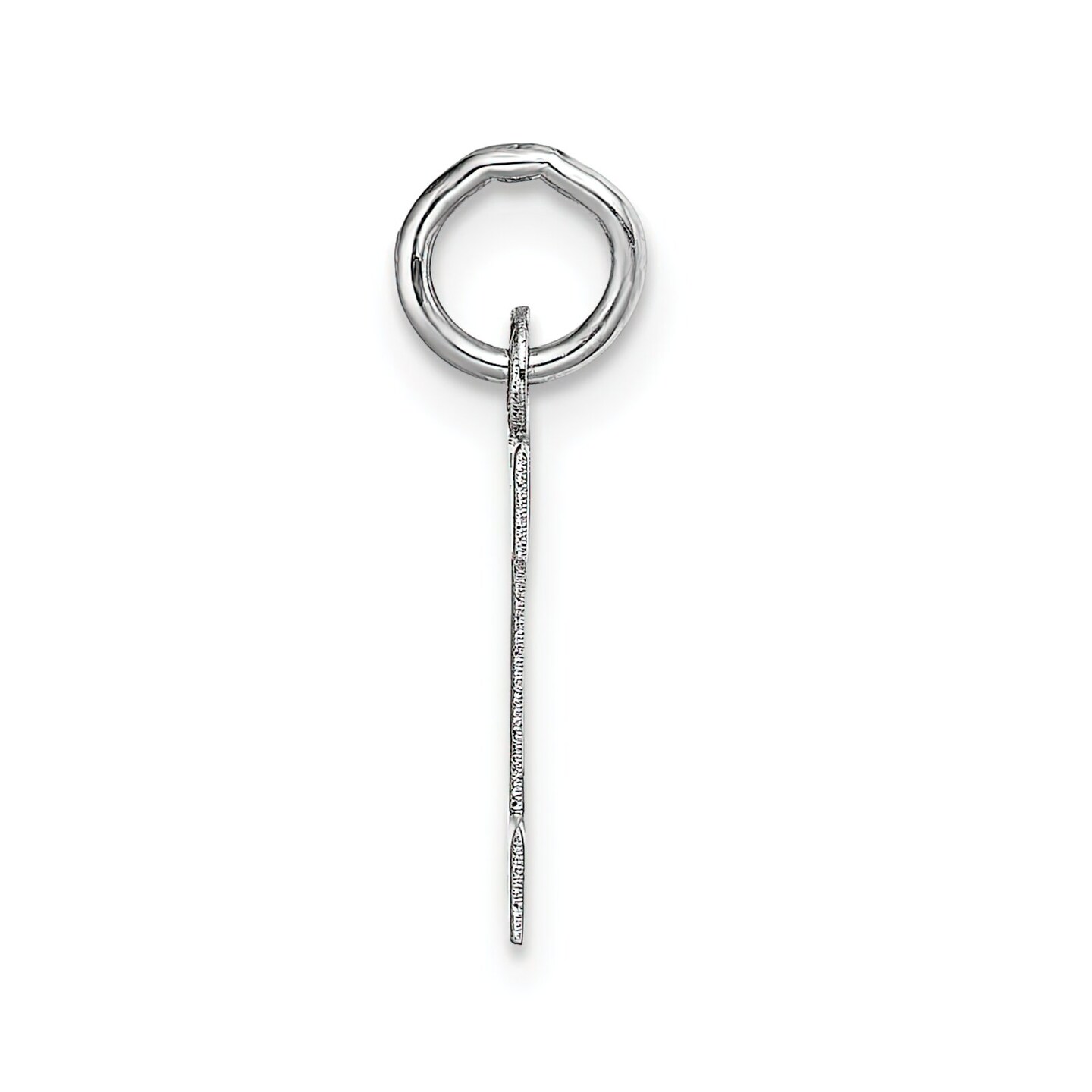 14K White Gold Small Block Intial Letter I Charm Jewerly 18mm x 10mm