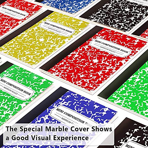 Mini Composition Notebook 30-Pack 5 Colors Narrow Ruled Bulk Small Pocket Marble Cute Journal Notebooks for Kids School Home Office Pocket Sized 4.5 x 3.25 Inches